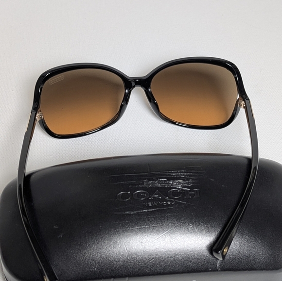 Coach Women\'s Black Oversized Brown lenses Size 59 EUC With Case main image 4